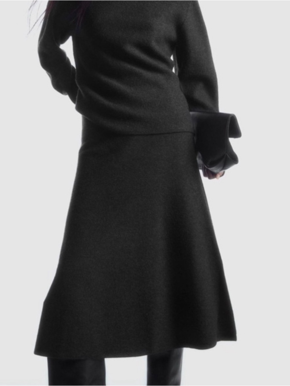 Cos Flared Merino Wool Midi Skirt Size S